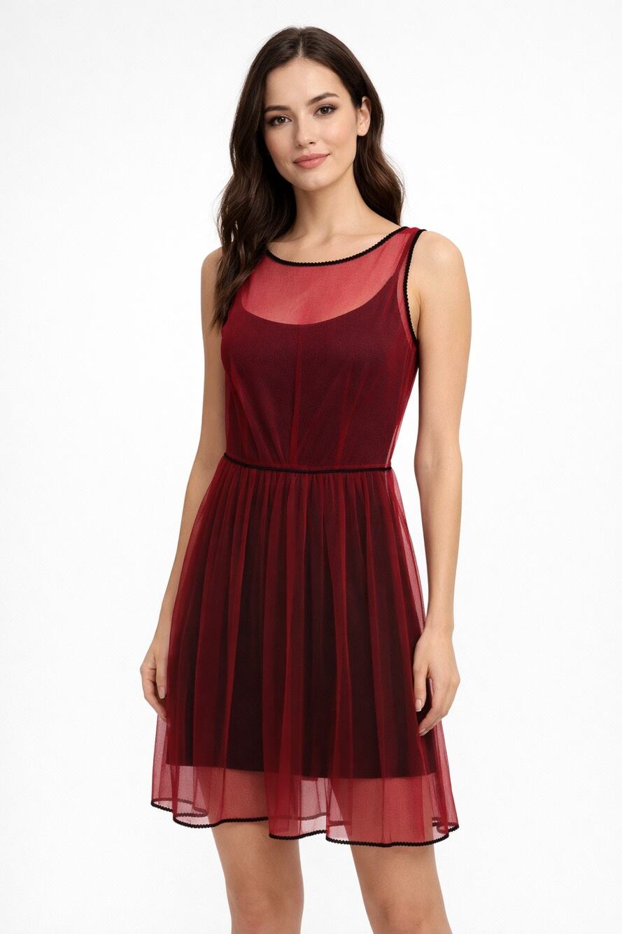 Y2K Betsey Johnson Sheer Red Mesh Slip Dress Small No Lining XS